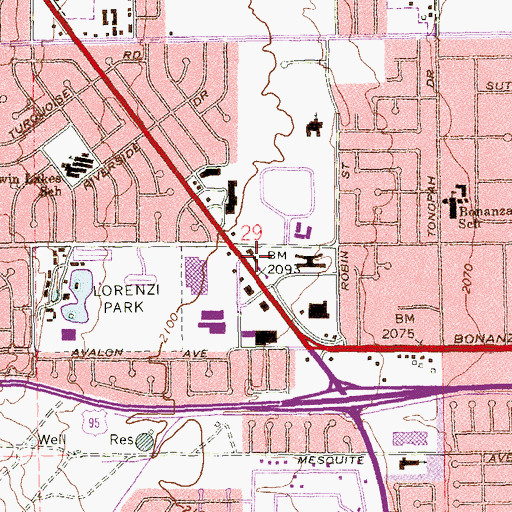 Topographic Map of Las Vegas Fire and Rescue Station 3, NV