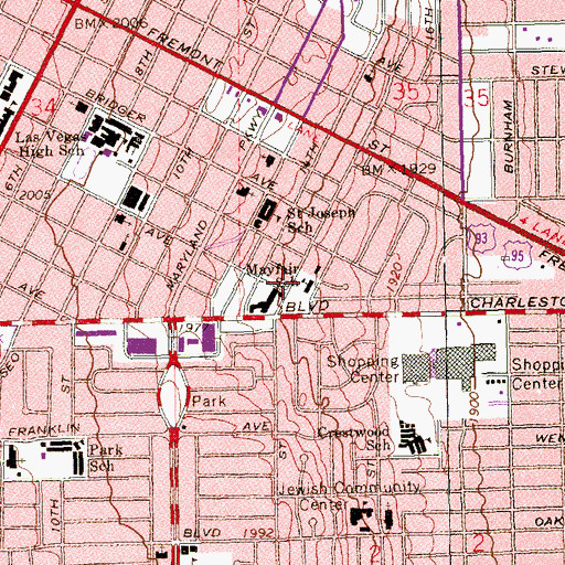 Topographic Map of Las Vegas Fire and Rescue Station 4, NV