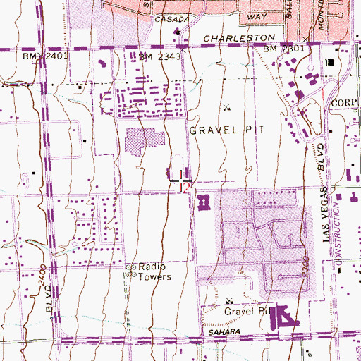 Topographic Map of Las Vegas Fire and Rescue Station 6, NV