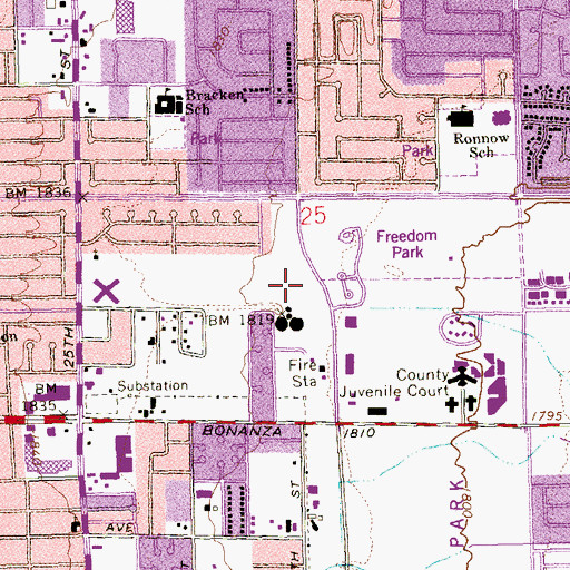 Topographic Map of Las Vegas Fire and Rescue Station 8, NV