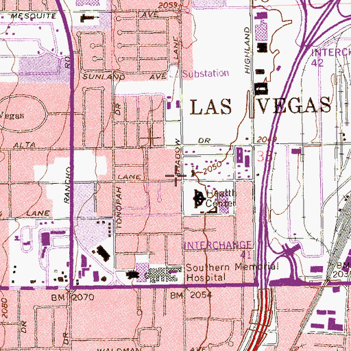 Topographic Map of Clark County Coroners Office, NV