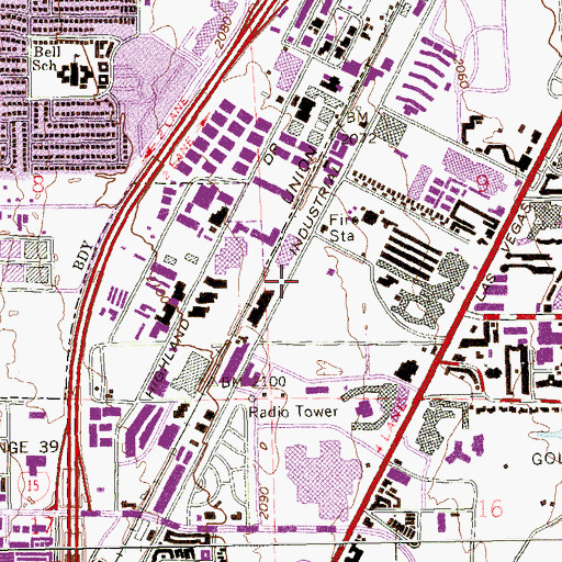 Topographic Map of Clark County Fire Department Station 12, NV