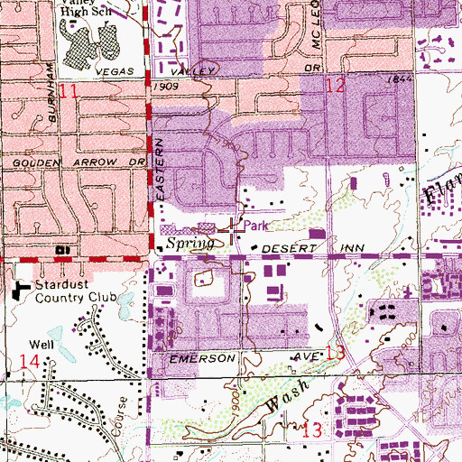 Topographic Map of Clark County Fire Department Station 14, NV