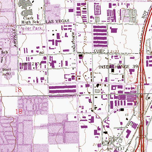 Topographic Map of Clark County Fire Department Station 15, NV
