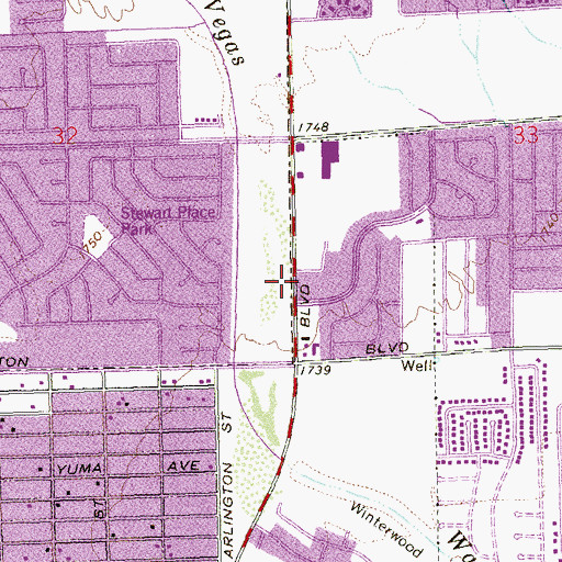 Topographic Map of Clark County Fire Department Station 16, NV