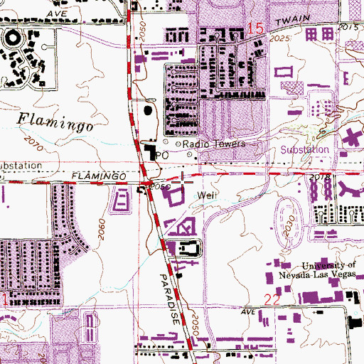 Topographic Map of Clark County Fire Department Station 18, NV