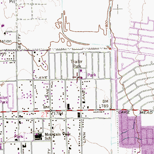 Topographic Map of Clark County Fire Department Station 20, NV