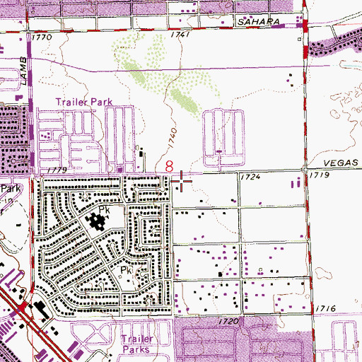 Topographic Map of Clark County Fire Department Station 27, NV