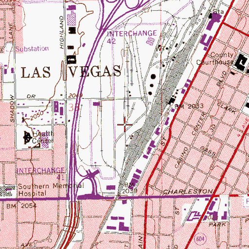 Topographic Map of Clark County Government Center, NV
