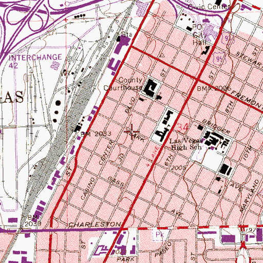 Topographic Map of Clark Street Building, NV