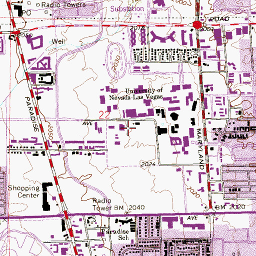 Topographic Map of Claude I Howard Public Safety Building, NV
