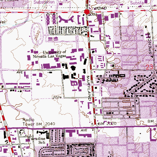 Topographic Map of Flora Dungan Humanities Building, NV