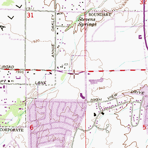 Topographic Map of Green Valley Library, NV