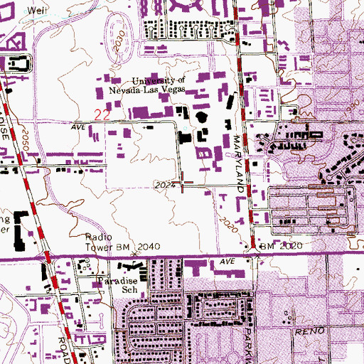 Topographic Map of Hazel M Wilson Dining Commons, NV