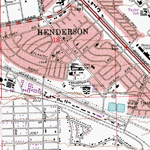Topographic Map of Henderson City Hall, NV