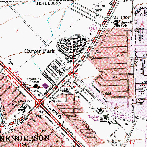 Topographic Map of Henderson Fire Department Station 83, NV