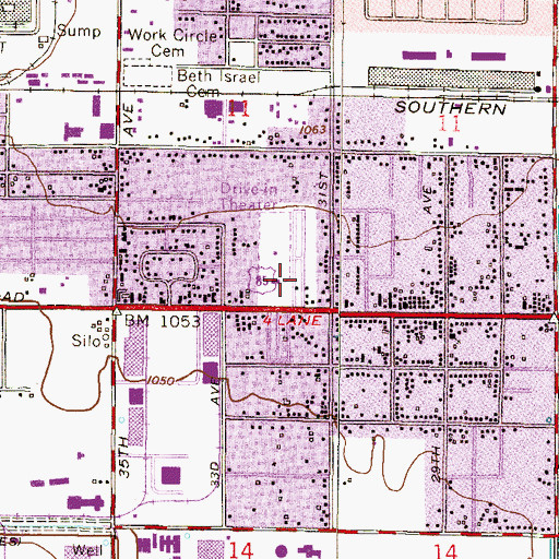 Topographic Map of Blue Bell Mobile Home Park, AZ