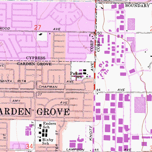 Topographic Map of Patton Elementary School, CA