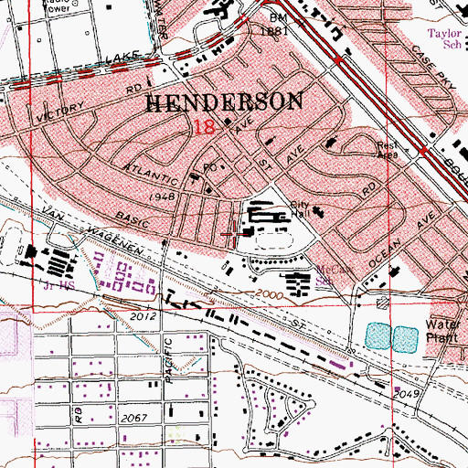 Topographic Map of Henderson Police Administration and East Patrol Command, NV