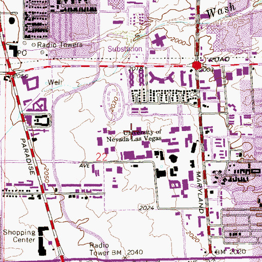 Topographic Map of Juanita Greer White Life Sciences Building, NV