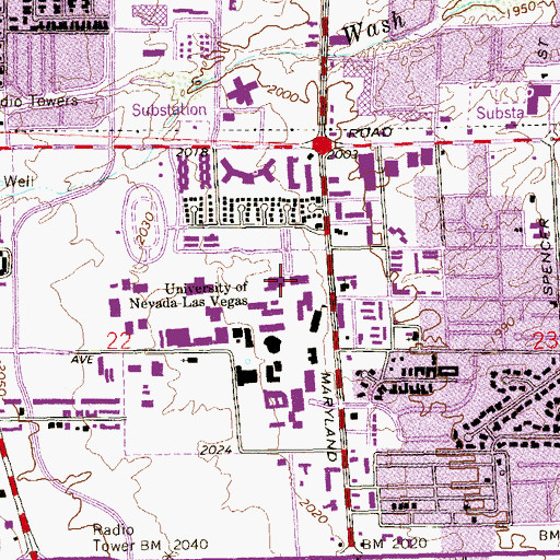 Topographic Map of Judy Bayley Theatre, NV