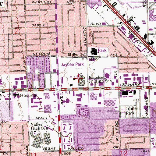Topographic Map of Ko Knudson Community Center, NV