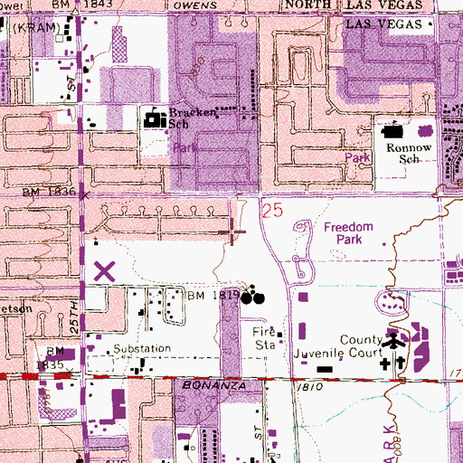 Topographic Map of Las Vegas Metropolitan Police Department Sheriff's Office, NV