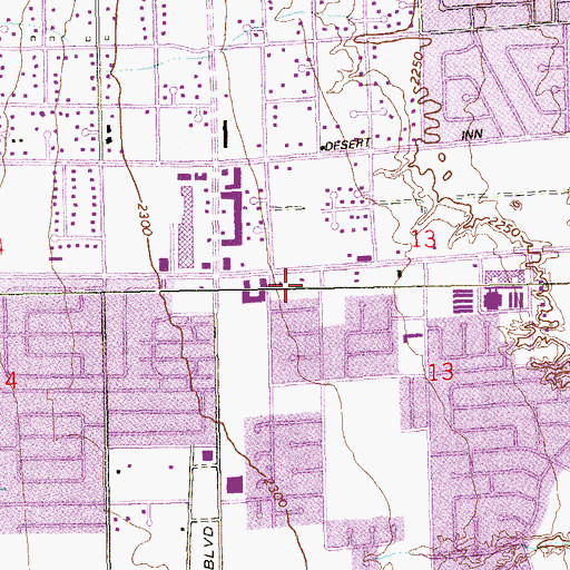 Topographic Map of Las Vegas Metropolitan Police Department Southwest Substation, NV