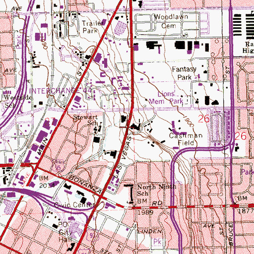 Topographic Map of Las Vegas Natural History Museum, NV