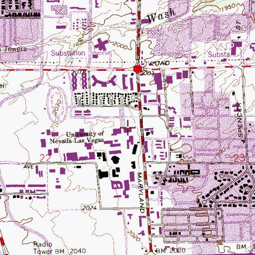 Topographic Map of Lee and Thomas Beam Music Center, NV