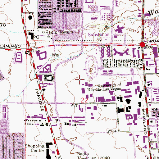 Topographic Map of Lied Athletic Complex, NV