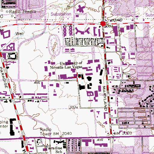 Topographic Map of Lilly Fong Geoscience Building, NV