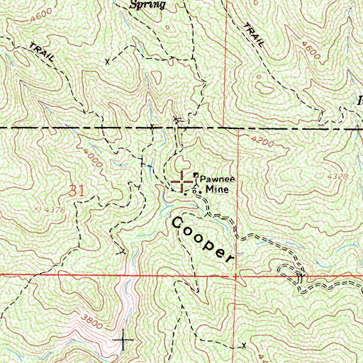 Topographic Map of Pawnee Mine, CA