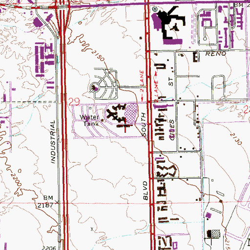 Topographic Map of Mandalay Bay Hotel and Casino, NV