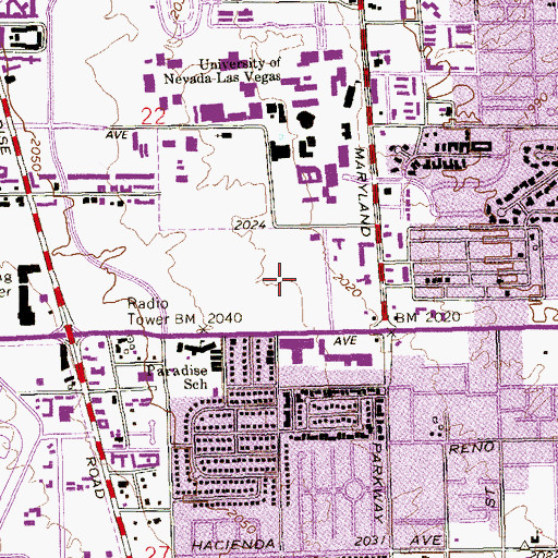 Topographic Map of Margie and Robert Falman Residence Hall, NV