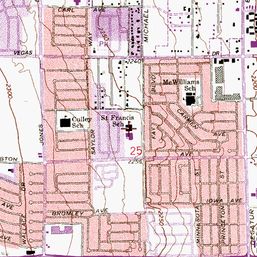 Topographic Map of Saint Francis de Sales Catholic Church, NV