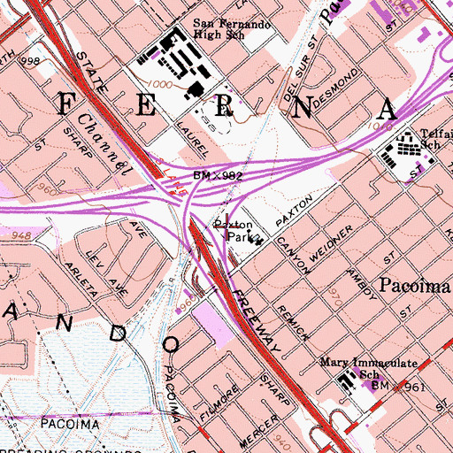 Topographic Map of Paxton Park, CA