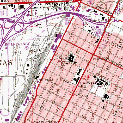 Topographic Map of Saint Joan of Arc Catholic Church, NV