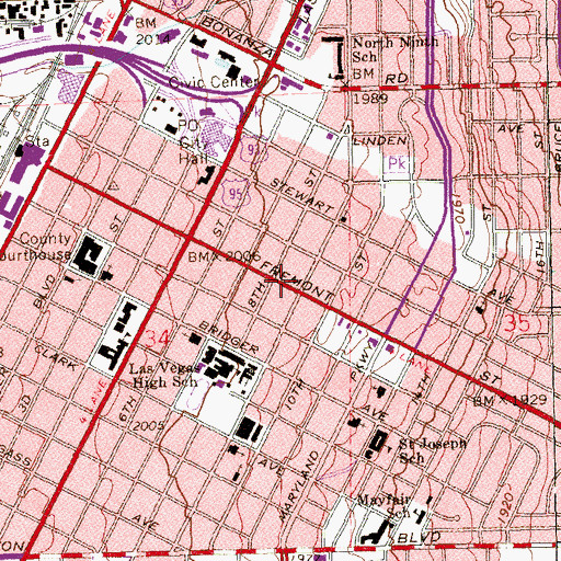 Topographic Map of Saint Josephs Catholic Church, NV
