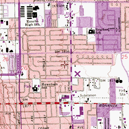 Topographic Map of Saint Lukes Episcopal Church, NV