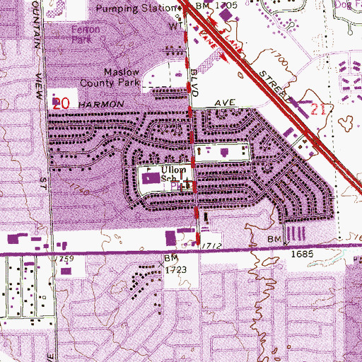 Topographic Map of Saint Matthews Episcopal Church, NV