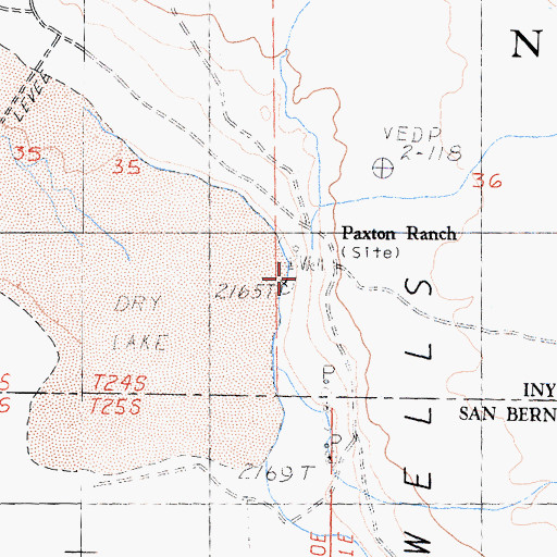 Topographic Map of Paxton Ranch, CA