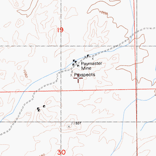 Topographic Map of Paymaster Mine, CA