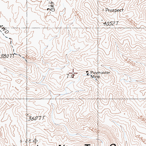 Topographic Map of Paymaster Mine, CA