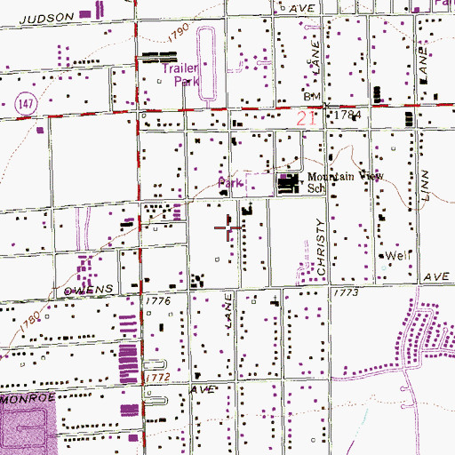 Topographic Map of Sunrise Southern Baptist Church, NV
