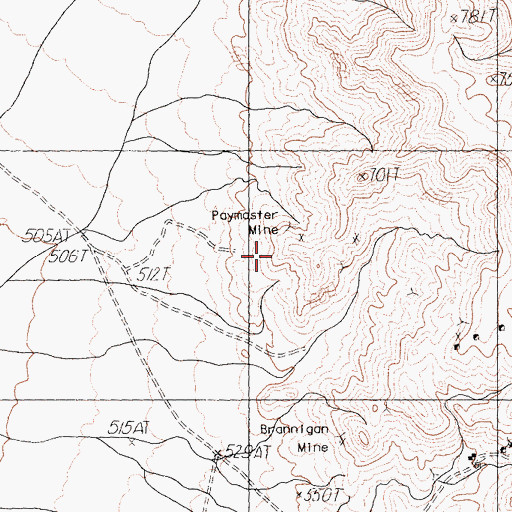 Topographic Map of Paymaster Mine, CA