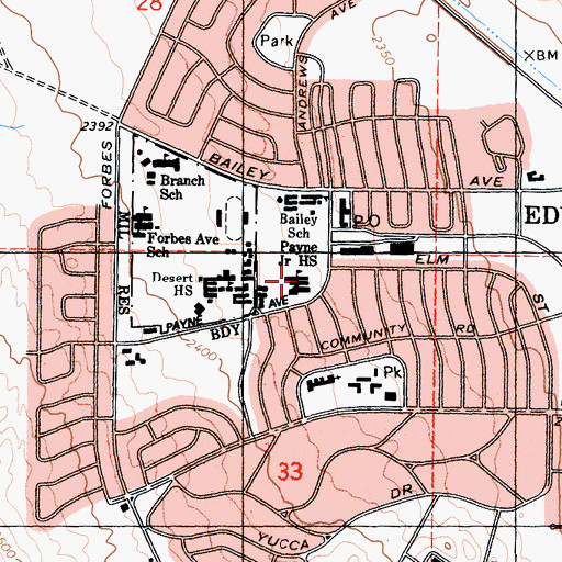 Topographic Map of Payne Avenue Middle School, CA