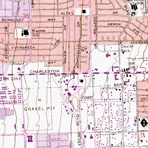 Topographic Map of Trinity United Methodist Church, NV
