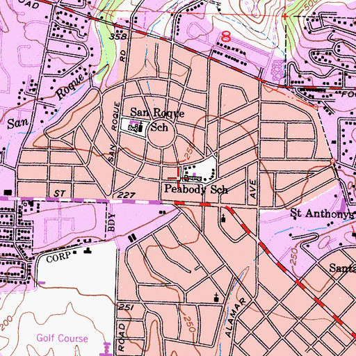 Topographic Map of Peabody Charter School, CA