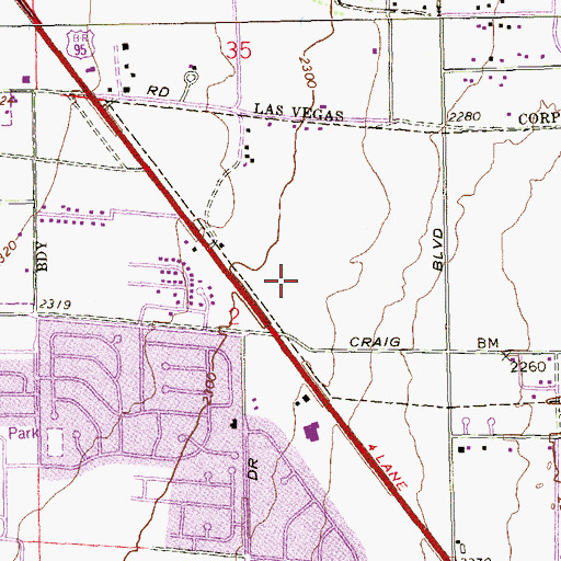 Topographic Map of Rancho Sierra Center Shopping Center, NV